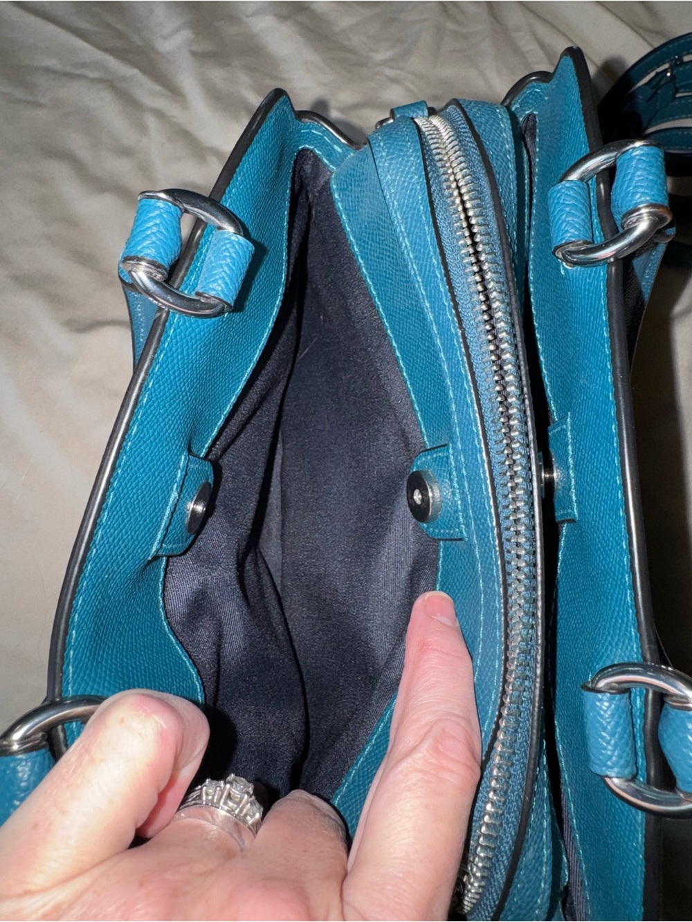 Coach Small Lillie Tote Bag - Teal - Picture 5 of 11